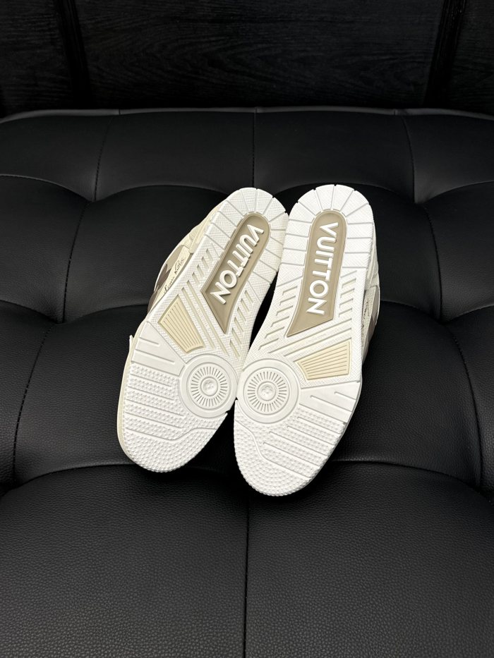 NIGO Louis Vuitton Men's Four Seasons LV TRAINER Solid Color Round Toe Lace Up Low Top Sneakers Casual Board Shoes #nigo71367