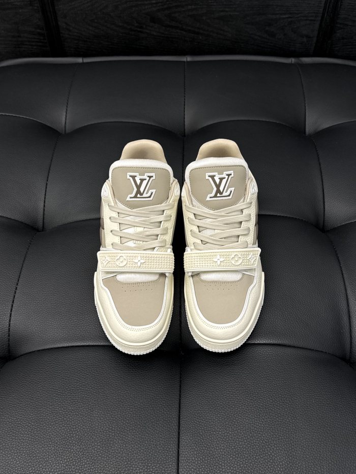 NIGO Louis Vuitton Men's Four Seasons LV TRAINER Solid Color Round Toe Lace Up Low Top Sneakers Casual Board Shoes #nigo71367