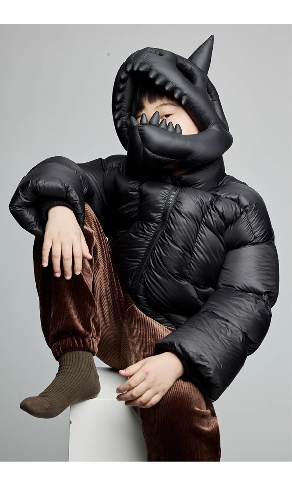 NIGO Kid's Autumn And Winter Solid Color Long Sleeve Stereoscopic Dinosaur Shaped Hat Puffer Down Jacket #nigo31325