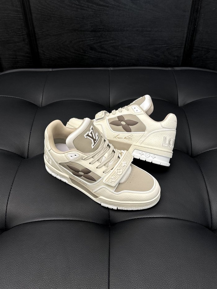 NIGO Louis Vuitton Men's Four Seasons LV TRAINER Solid Color Round Toe Lace Up Low Top Sneakers Casual Board Shoes #nigo71367