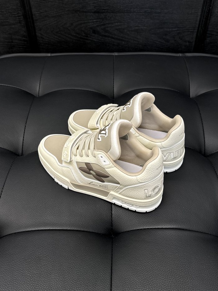 NIGO Louis Vuitton Men's Four Seasons LV TRAINER Solid Color Round Toe Lace Up Low Top Sneakers Casual Board Shoes #nigo71367