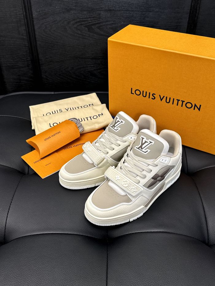 NIGO Louis Vuitton Men's Four Seasons LV TRAINER Solid Color Round Toe Lace Up Low Top Sneakers Casual Board Shoes #nigo71367