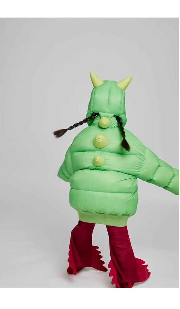 NIGO Kid's Autumn And Winter Solid Color Three-Dimensional Cutting Dinosaur Cap Hooded Loose Long-Sleeved Puffer Down Jacket #nigo31323