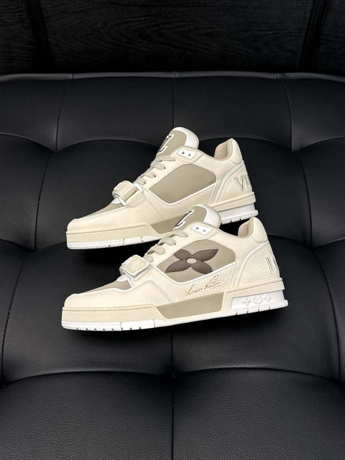NIGO Louis Vuitton Men's Four Seasons LV TRAINER Solid Color Round Toe Lace Up Low Top Sneakers Casual Board Shoes #nigo71367