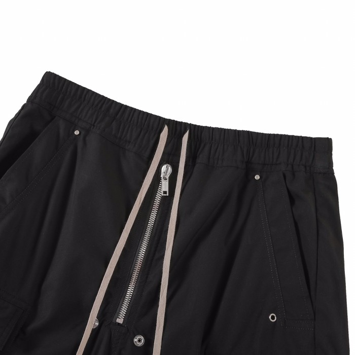 NIGO Rick Owens Men's Spring & Fall Black Multi-Pocket Drawstring Zipper Wide Leg Flared Pants #nigo72482