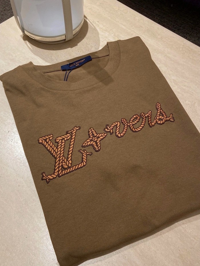NIGO Louis Vuitton Men's Summer Solid Color Embroidered Letter Logo Round Neck Cotton Short Sleeve T-Shirt #nigo72431