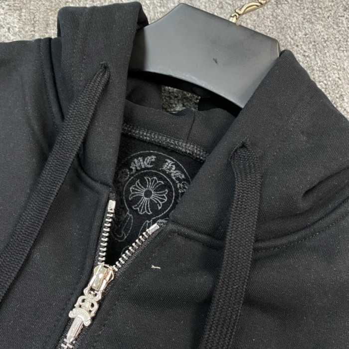NIGO Chrome Hearts Men's Spring and Fall Black Logo Printed Zipper Long Sleeve Hooded Jacket #nigo72485