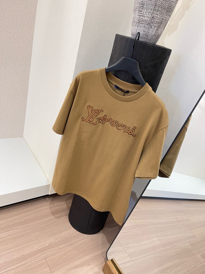 NIGO Louis Vuitton Men's Summer Solid Color Embroidered Letter Logo Round Neck Cotton Short Sleeve T-Shirt #nigo72431
