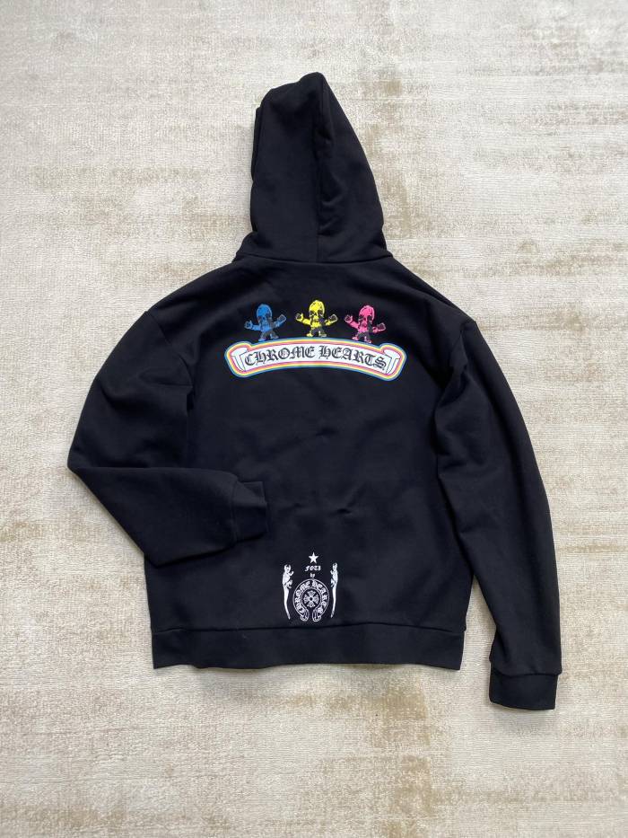 NIGO Chrome Hearts Men's Spring and Fall Black Logo Printed Zipper Long Sleeve Hooded Jacket #nigo72488