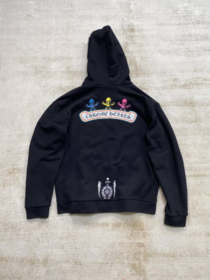 NIGO Chrome Hearts Men's Spring and Fall Black Logo Printed Zipper Long Sleeve Hooded Jacket #nigo72488