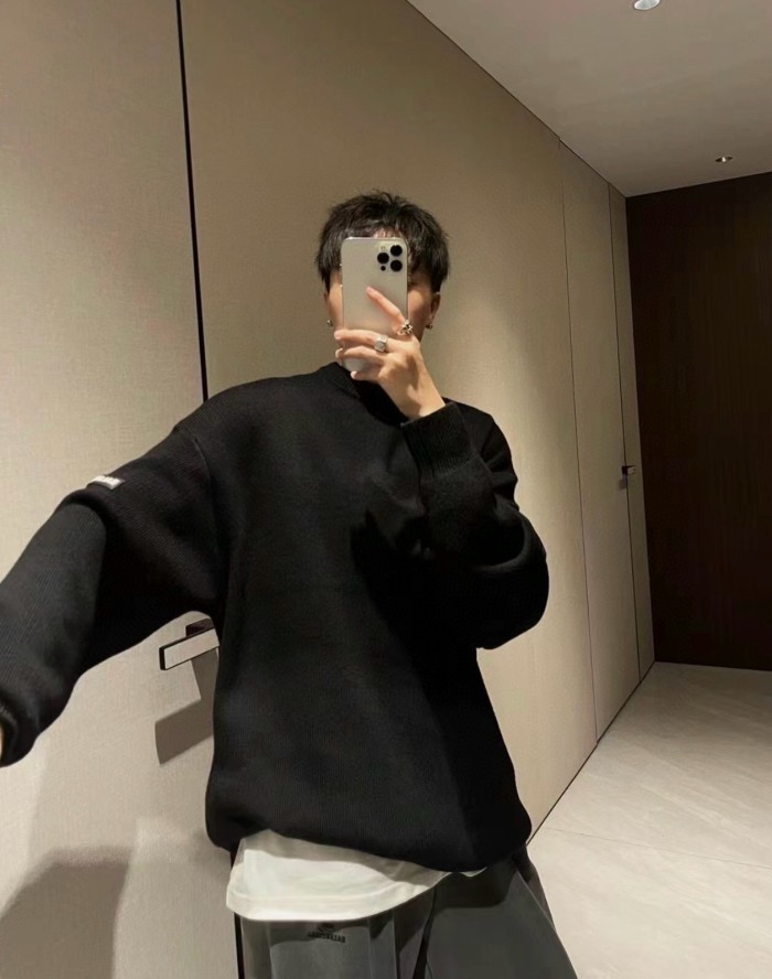 NIGO Balenciaga Men's And Women's Spring And Autumn Solid Color Round Neck Long Sleeve Loose Fit Knitted Sweater Pullover #nigo72499