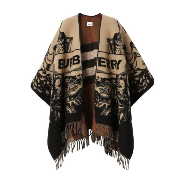 NIGO Women's Reversible Swan Kingdom Jacquard Cashmere Shawl Poncho #nigo72513
