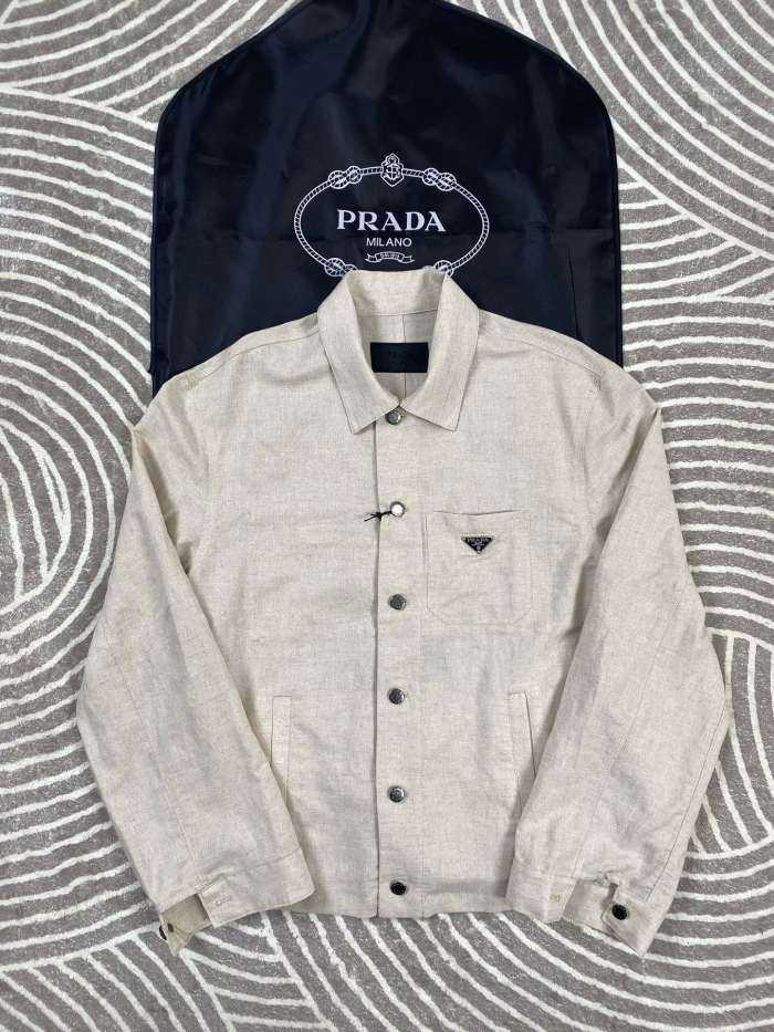 NIGO Prada Men's Spring And Fall Beige Lapel Single Breasted Long Sleeved Shirt Jacket #nigo72511