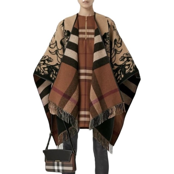 NIGO Women's Reversible Swan Kingdom Jacquard Cashmere Shawl Poncho #nigo72513