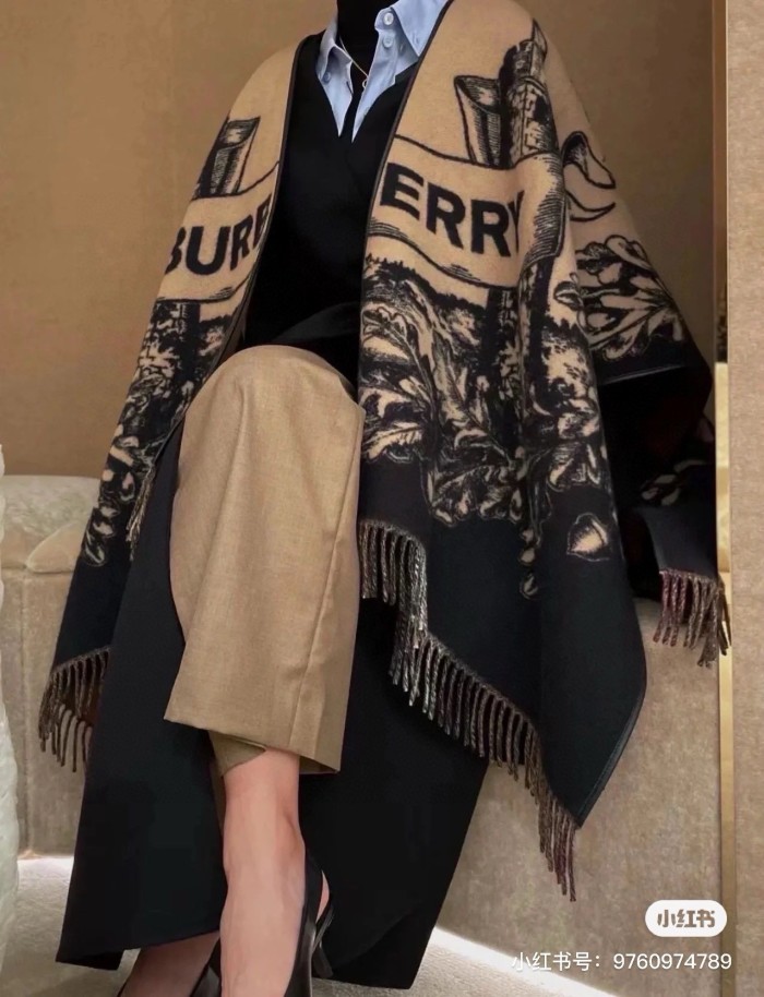 NIGO Women's Reversible Swan Kingdom Jacquard Cashmere Shawl Poncho #nigo72513