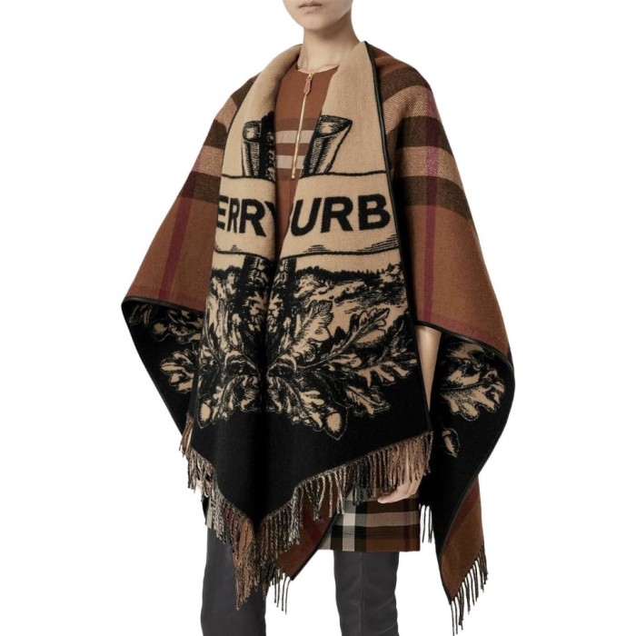 NIGO Women's Reversible Swan Kingdom Jacquard Cashmere Shawl Poncho #nigo72513