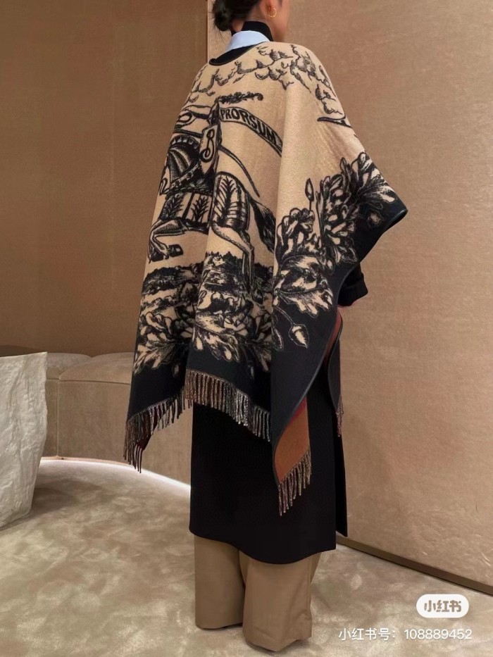 NIGO Women's Reversible Swan Kingdom Jacquard Cashmere Shawl Poncho #nigo72513