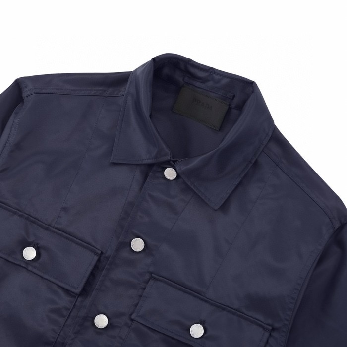 NIGO Prada Men's Spring And Fall Solid Color Nylon Lapel Single Breasted Long Sleeved Jacket #nigo72496