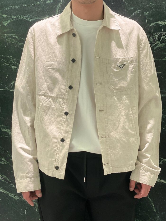 NIGO Prada Men's Spring And Fall Beige Lapel Single Breasted Long Sleeved Shirt Jacket #nigo72511