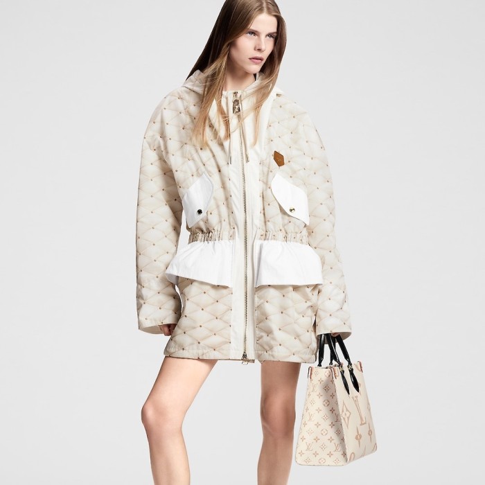 NIGO OnTheGo Louis Vuitton Women's Beige Monogram Embossed Cowhide Leather Tote Shopping Bag #nigo72523