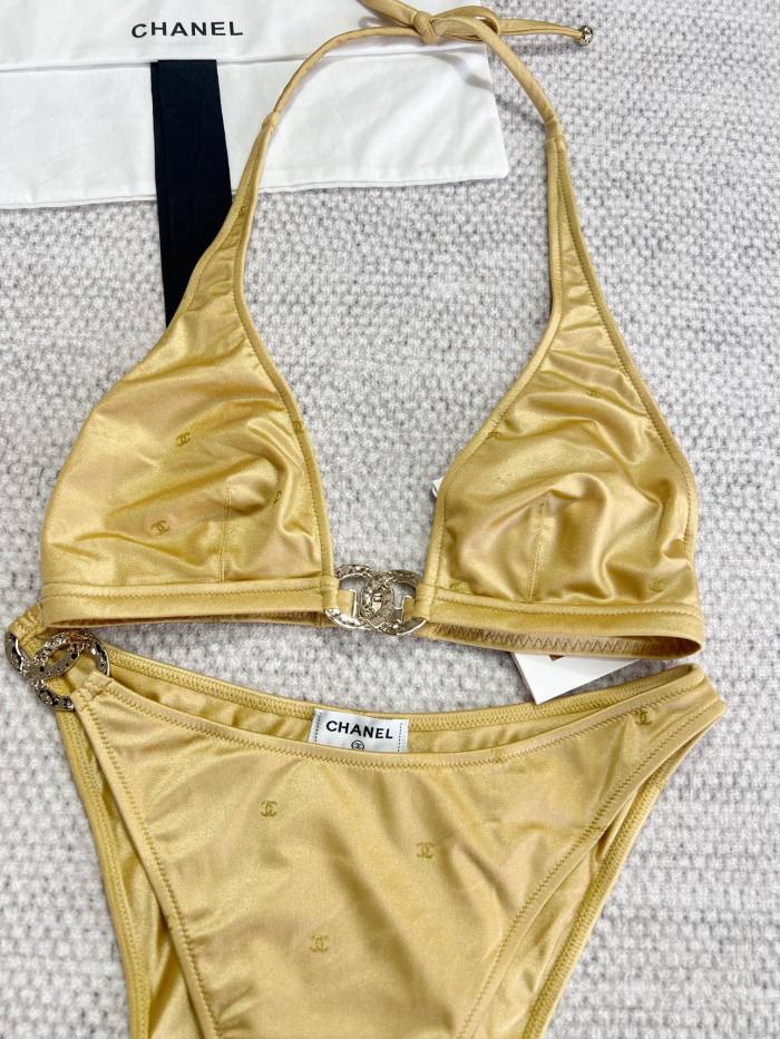 NIGO Chanel Women's Summer Solid Color Monogrammed Bikini Swimsuit Swim Trunks Set Suit #nigo72534