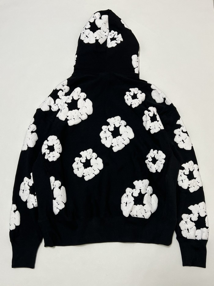 NIGO Denim Tears Men's And Women's Spring And Fall Black And White Snowflake Print Hooded Sweatshirt Pullovers #nigo72538