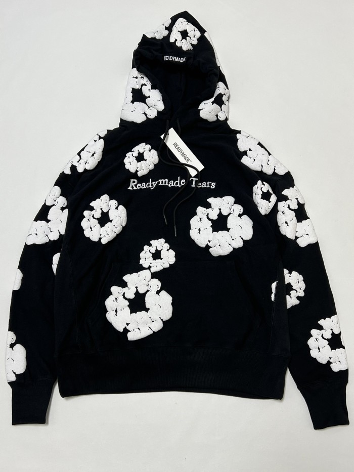 NIGO Denim Tears Men's And Women's Spring And Fall Black And White Snowflake Print Hooded Sweatshirt Pullovers #nigo72538