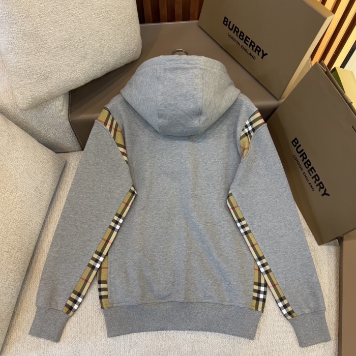 NIGO Burberry Men's Spring and Autumn Plaid Crop Solid Color Hooded Zipper Jacket #nigo72528