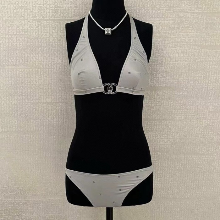 NIGO Chanel Women's Summer Solid Color Monogrammed Bikini Swimsuit Swim Trunks Set Suit #nigo72534