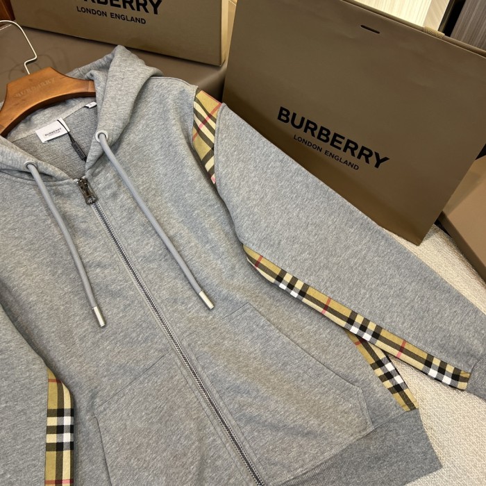 NIGO Burberry Men's Spring and Autumn Plaid Crop Solid Color Hooded Zipper Jacket #nigo72528