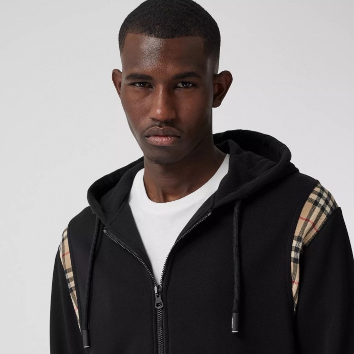 NIGO Burberry Men's Spring and Autumn Plaid Crop Solid Color Hooded Zipper Jacket #nigo72528