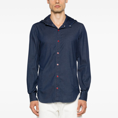 NIGO Kiton Men's Spring And Fall Retro Plaid Hooded Shirt Long-sleeved Lapel Buttons Fashion Casual Denim Cotton Shirt Ngvp #nigo8879