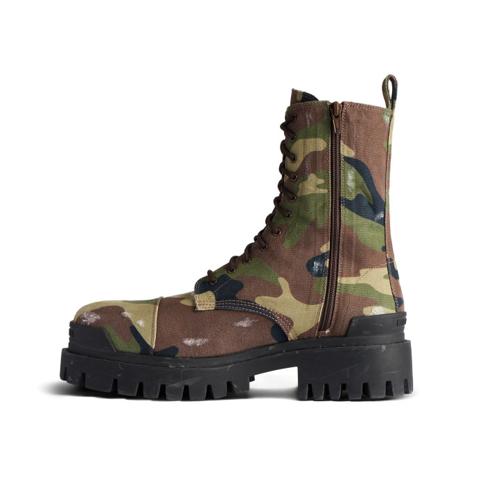 NIGO Balenciaga Men's Autumn And Winter Dark Green Round Toe Lace Up Side Camo Printed Short Boots Casual Martin Boots Shoes Ngvp #nigo8892
