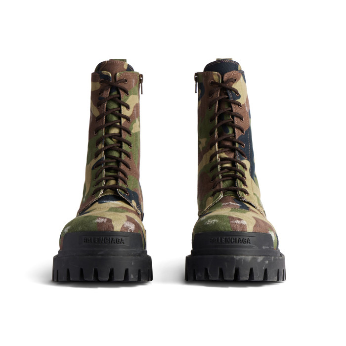 NIGO Balenciaga Men's Autumn And Winter Dark Green Round Toe Lace Up Side Camo Printed Short Boots Casual Martin Boots Shoes Ngvp #nigo8892