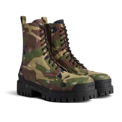 NIGO Balenciaga Men's Autumn And Winter Dark Green Round Toe Lace Up Side Camo Printed Short Boots Casual Martin Boots Shoes Ngvp #nigo8892
