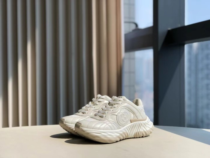 NIGO Gucci Ripple Women's Solid Color Leather Fashion Comfortable Low Top Lace Up Thick Bottom Sneakers Shoes #nigo72569
