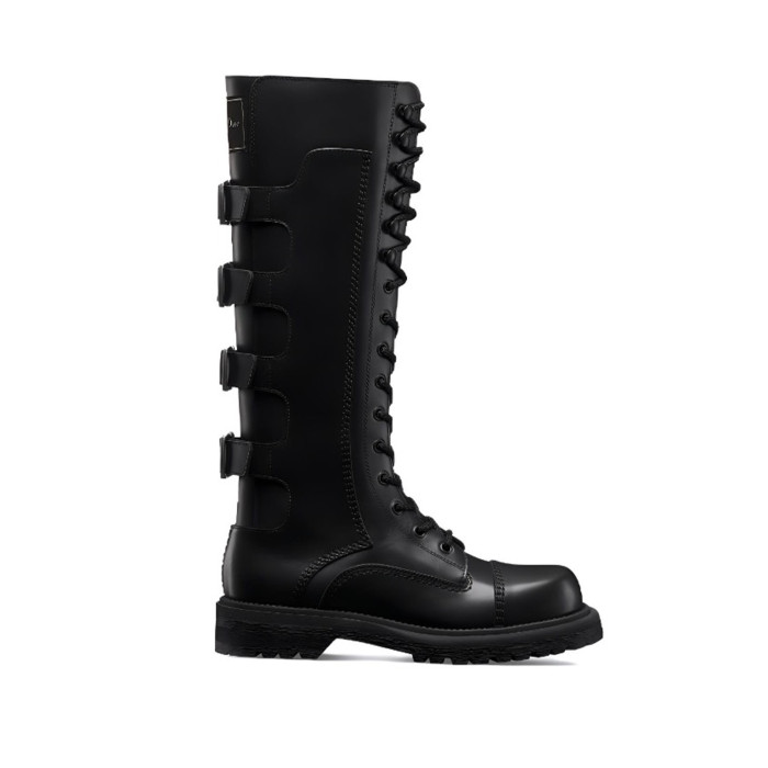 NIGO DIOR Women's Fall And Winter Fashion Trend Belt Buckle Side Zipper Lacing Tall Knight Boots Cool Cowhide Biker Boots  Shoes Ngvp #nigo8917