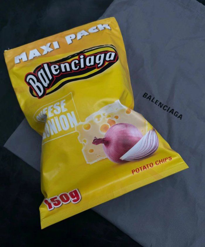 NIGO Balenciaga Yellow Cowhide Zipper Potato Chips Tote Clutch Bag #nigo72571
