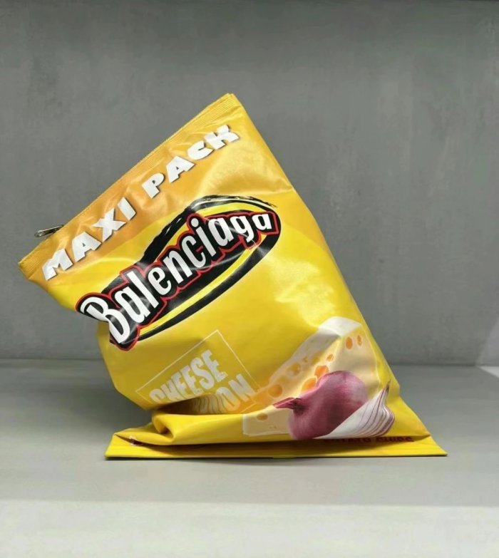 NIGO Balenciaga Yellow Cowhide Zipper Potato Chips Tote Clutch Bag #nigo72571