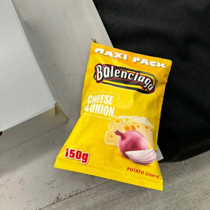 NIGO Balenciaga Yellow Cowhide Zipper Potato Chips Tote Clutch Bag #nigo72571