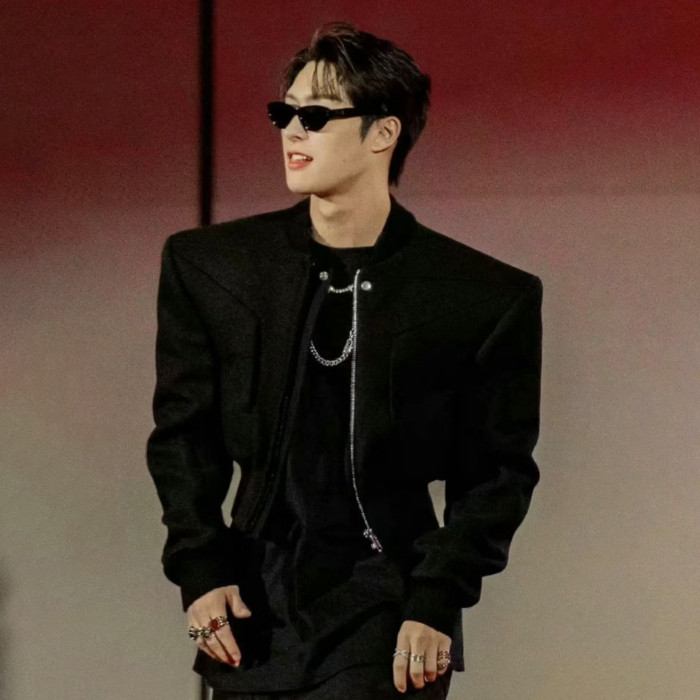 NIGO Rick Owens Men's Winter Dark Wool Shoulder Padded Flight Jacket Waisted Peplum Fitted Jacket Ngvp #nigo8922