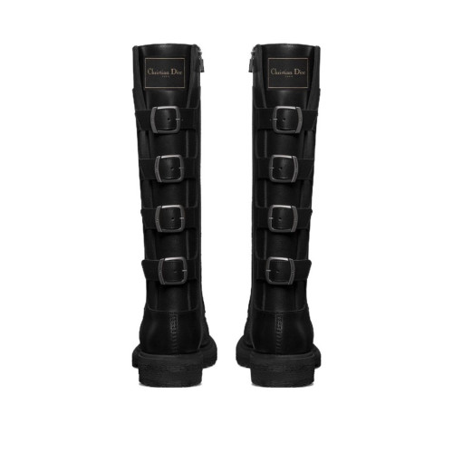 NIGO DIOR Women's Fall And Winter Fashion Trend Belt Buckle Side Zipper Lacing Tall Knight Boots Cool Cowhide Biker Boots  Shoes Ngvp #nigo8917