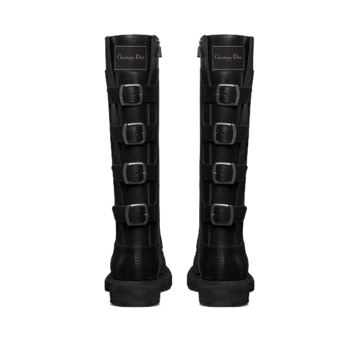 NIGO DIOR Women's Fall And Winter Fashion Trend Belt Buckle Side Zipper Lacing Tall Knight Boots Cool Cowhide Biker Boots  Shoes Ngvp #nigo8917