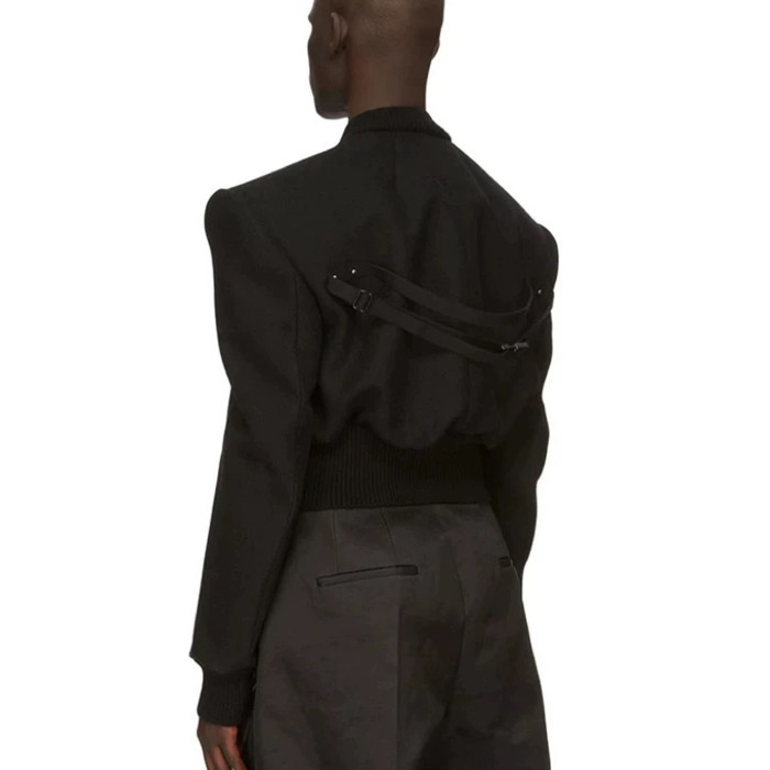 NIGO Rick Owens Men's Winter Dark Wool Shoulder Padded Flight Jacket Waisted Peplum Fitted Jacket Ngvp #nigo8922