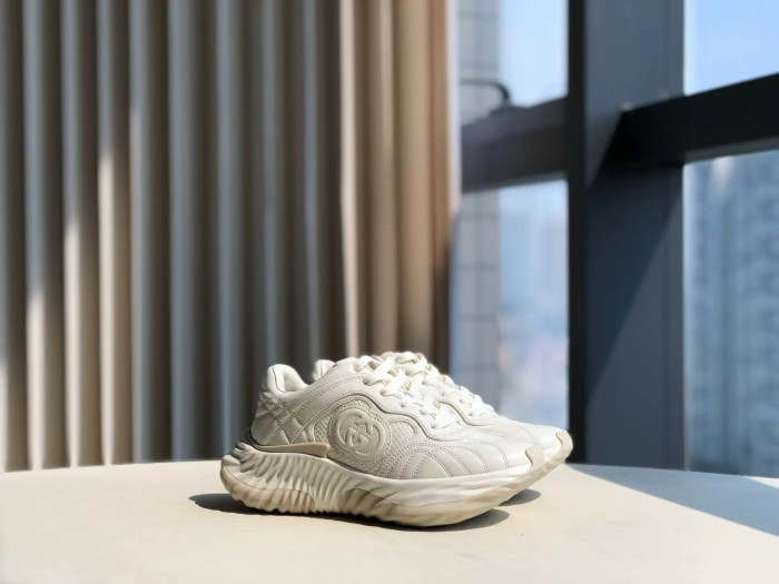 NIGO Gucci Ripple Women's Solid Color Leather Fashion Comfortable Low Top Lace Up Thick Bottom Sneakers Shoes #nigo72569