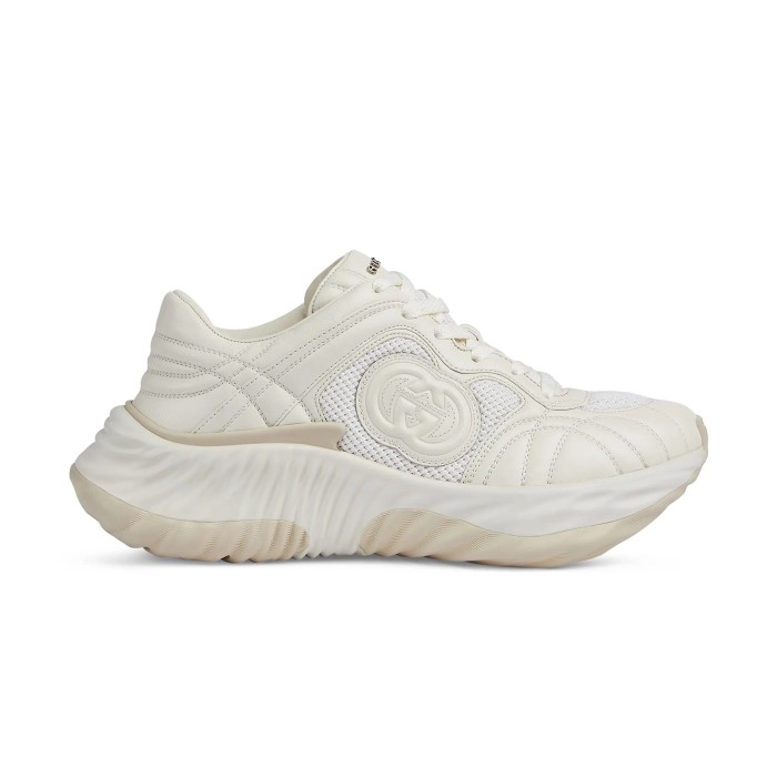 NIGO Gucci Ripple Women's Solid Color Leather Fashion Comfortable Low Top Lace Up Thick Bottom Sneakers Shoes #nigo72569