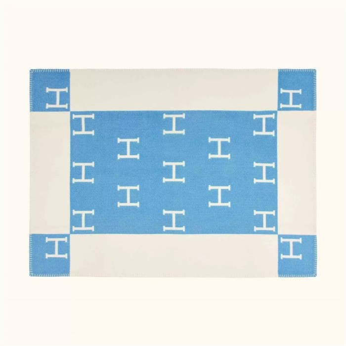 NIGO Hermes Color Blocking Plaid Logo Cozy Fashion Wool Blanket Simple Elegant Light Blanket #nigo71387