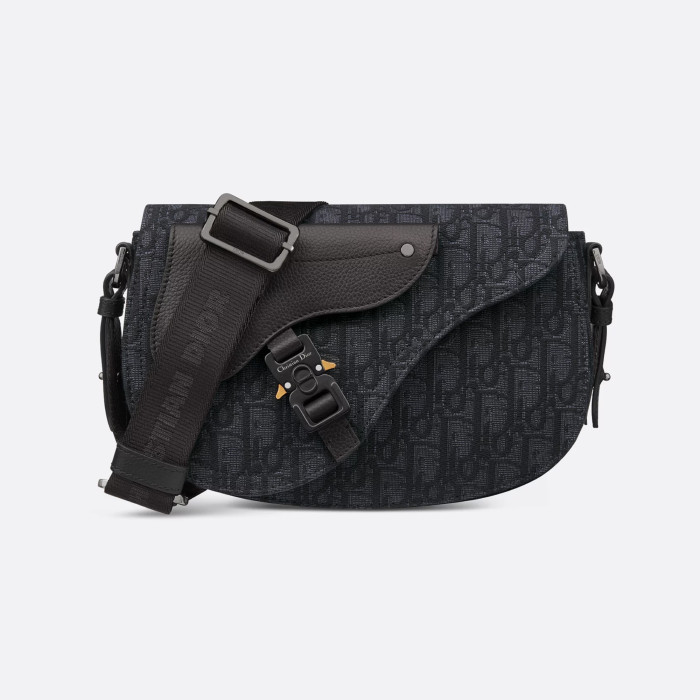NIGO Dior Oblique Printed Saddle Messenger Bag Men's Lychee Cowhide Pattern Fashionable Temperament Crossbody Bags #nigo71388