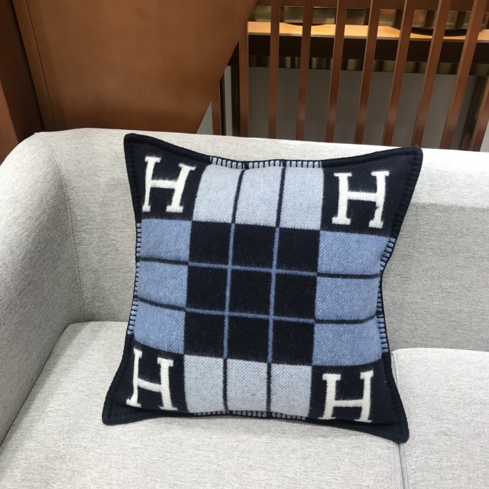 NIGO Hermes Colorblocked Checkered Logo Cozy Fashion Wool Pillow Simple Elegant Lightweight Home Decoration #nigo71386