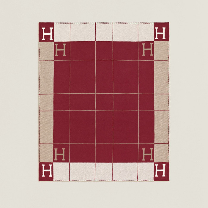 NIGO Hermes Color Blocking Plaid Logo Cozy Fashion Wool Blanket Simple Elegant Light Blanket #nigo71387
